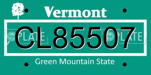 CL85507 Vermont License Plate