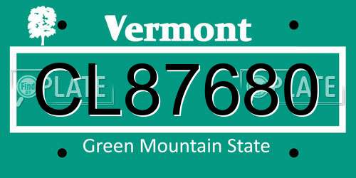 CL87680 Vermont License Plate