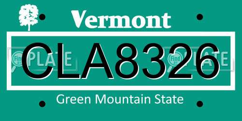 CLA8326 Vermont License Plate