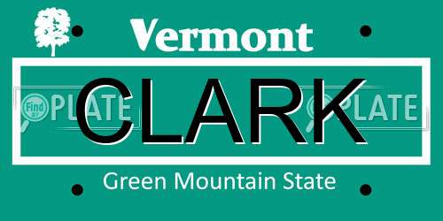 CLARK Vermont License Plate