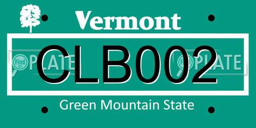 CLB002 Vermont License Plate