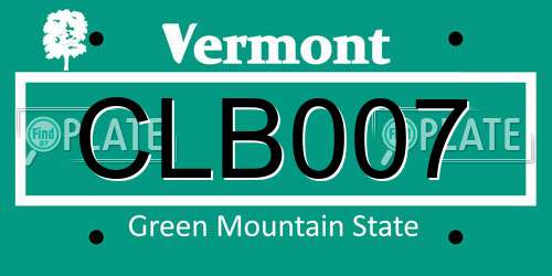 CLB007 Vermont License Plate