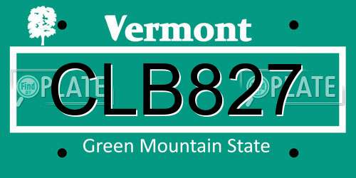 CLB827 Vermont License Plate
