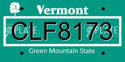 CLF8173 Vermont License Plate