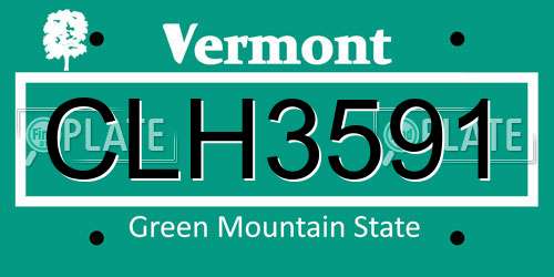 CLH3591 Vermont License Plate