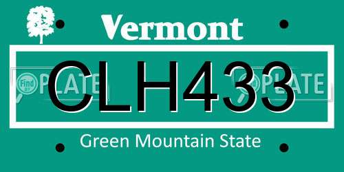 CLH433 Vermont License Plate