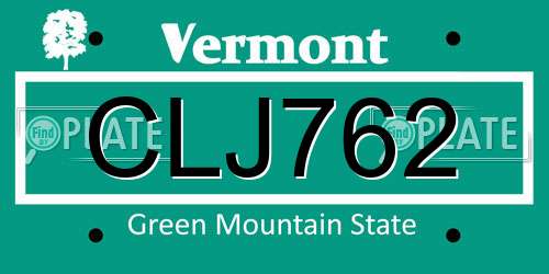 CLJ762 Vermont License Plate