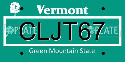 CLJT67 Vermont License Plate