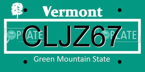 CLJZ67 Vermont License Plate