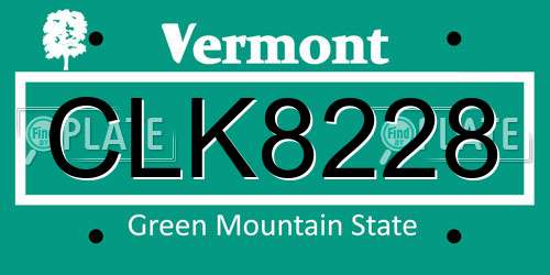 CLK8228 Vermont License Plate