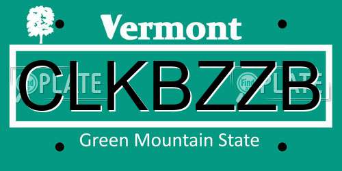 CLKBZZB Vermont License Plate