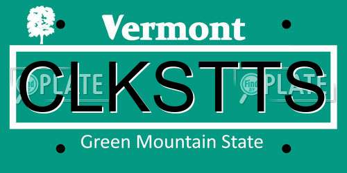 CLKSTTS Vermont License Plate