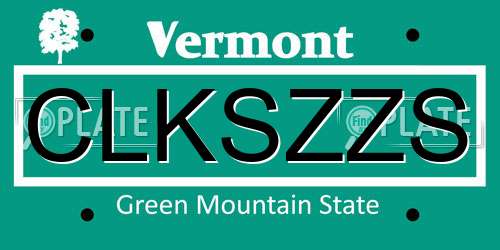 CLKSZZS Vermont License Plate