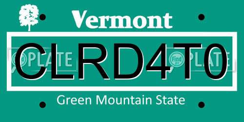 CLRD4T0 Vermont License Plate