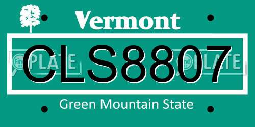 CLS8807 Vermont License Plate
