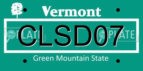 CLSD07 Vermont License Plate