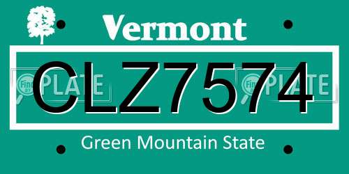 CLZ7574 Vermont License Plate