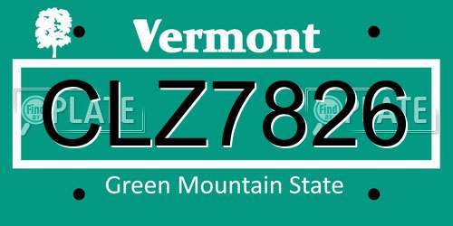 CLZ7826 Vermont License Plate