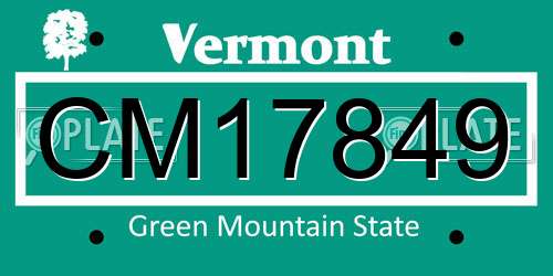 CM17849 Vermont License Plate