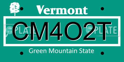 CM4O2T Vermont License Plate