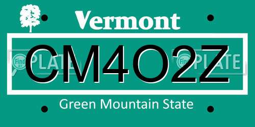 CM4O2Z Vermont License Plate