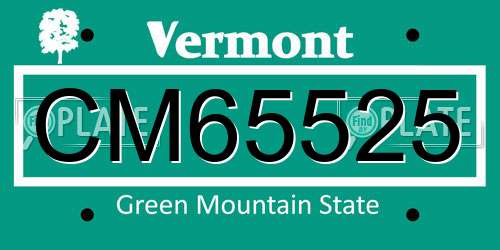 CM65525 Vermont License Plate
