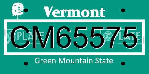 CM65575 Vermont License Plate