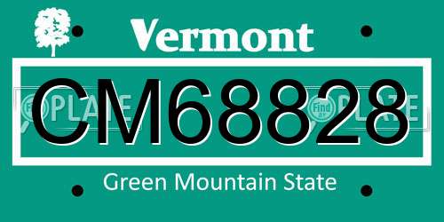 CM68828 Vermont License Plate