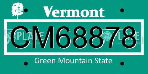 CM68878 Vermont License Plate
