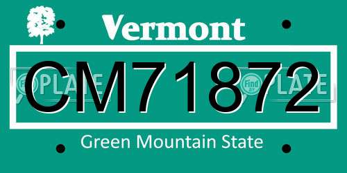 CM71872 Vermont License Plate