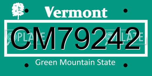 CM79242 Vermont License Plate