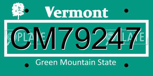 CM79247 Vermont License Plate