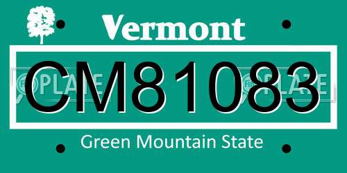 CM81083 Vermont License Plate