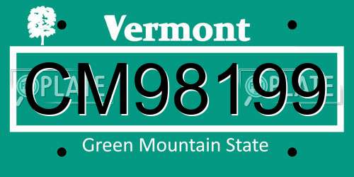 CM98199 Vermont License Plate