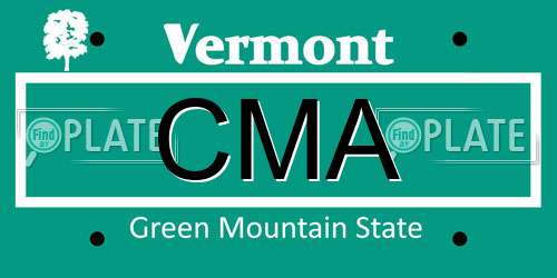 CMA Vermont License Plate