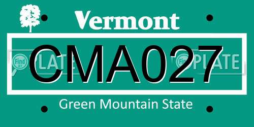 CMA027 Vermont License Plate