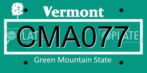 CMA077 Vermont License Plate