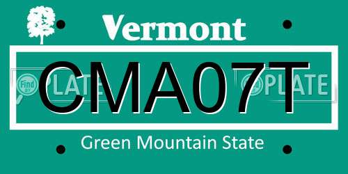 CMA07T Vermont License Plate