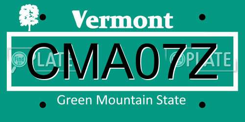 CMA07Z Vermont License Plate
