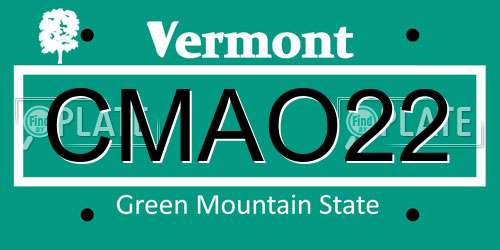 CMAO22 Vermont License Plate