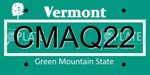 CMAQ22 Vermont License Plate