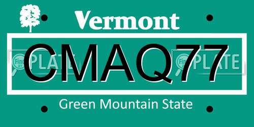 CMAQ77 Vermont License Plate