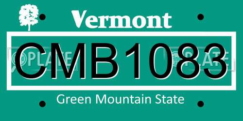 CMB1083 Vermont License Plate