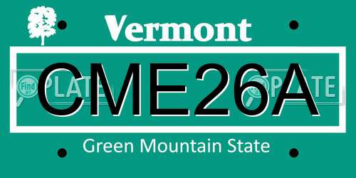 CME26A Vermont License Plate