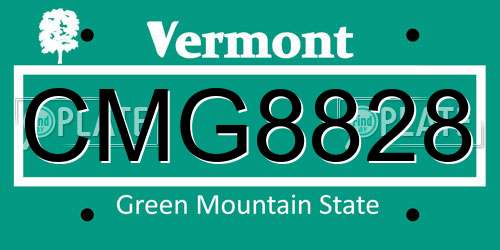 CMG8828 Vermont License Plate