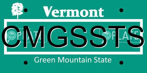 CMGSSTS Vermont License Plate