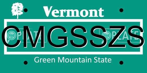 CMGSSZS Vermont License Plate