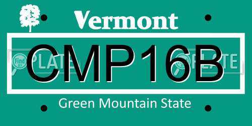 CMP16B Vermont License Plate
