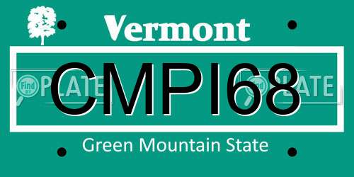 CMPI68 Vermont License Plate