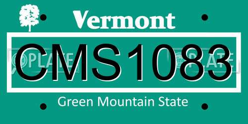 CMS1083 Vermont License Plate